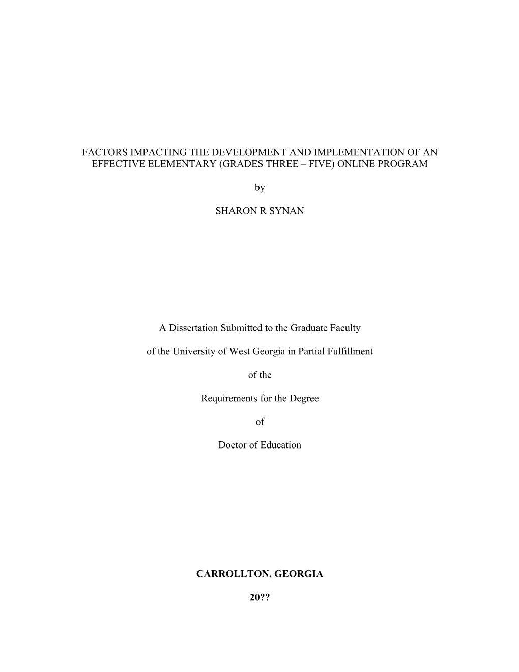 A Dissertation Submitted to the Graduate Faculty