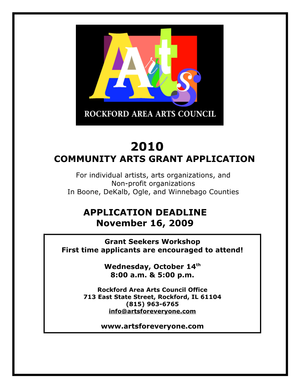 Community Arts Grant Application