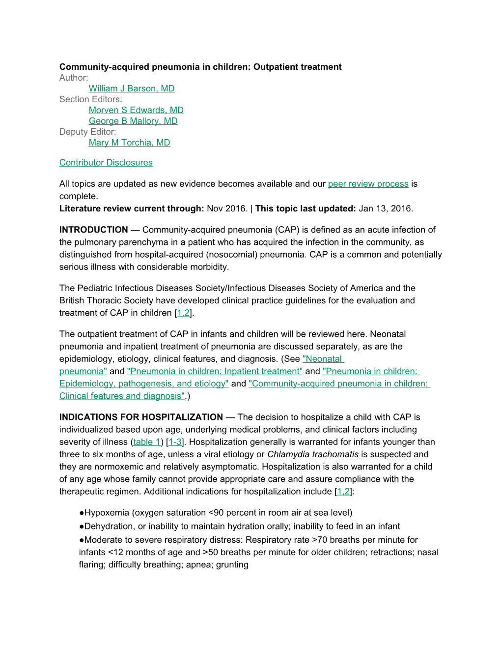 Community-Acquired Pneumonia in Children: Outpatient Treatment