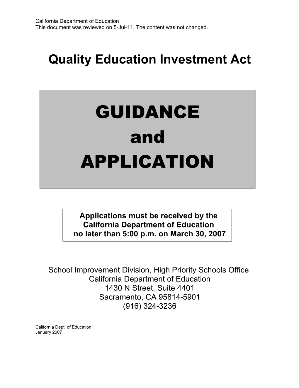 RFA-07: Quality Education Investment Act (CA Dept of Education)