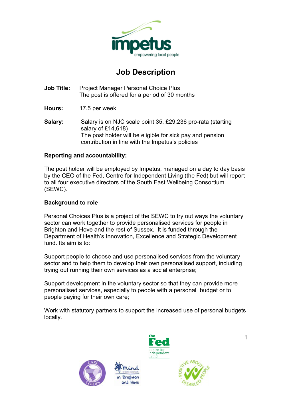 Draft Job Description 4 December 2006