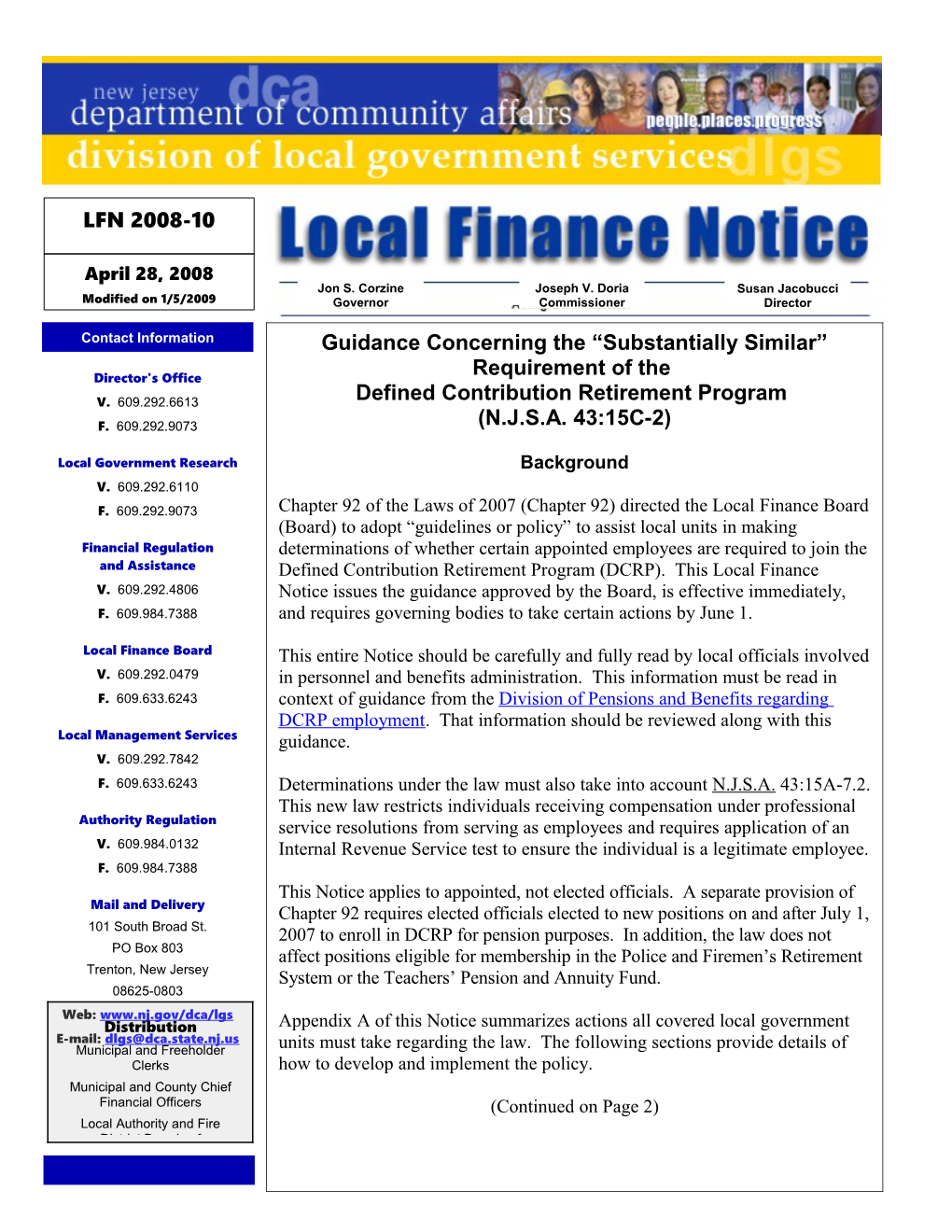 Local Finance Notice 2008-10April 29, 2008 (As Modified on 1/5/09)Page 1