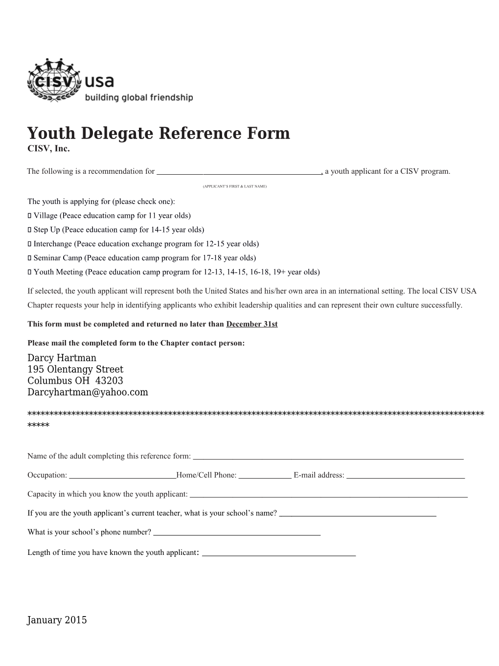 Child Delegate Form