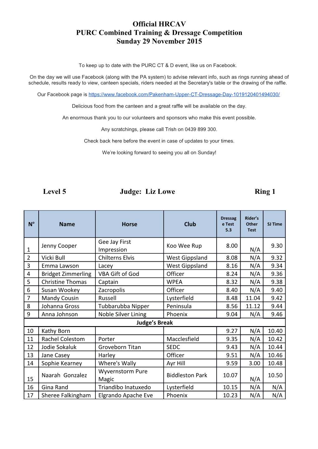 PURC Combined Training & Dressage Competition