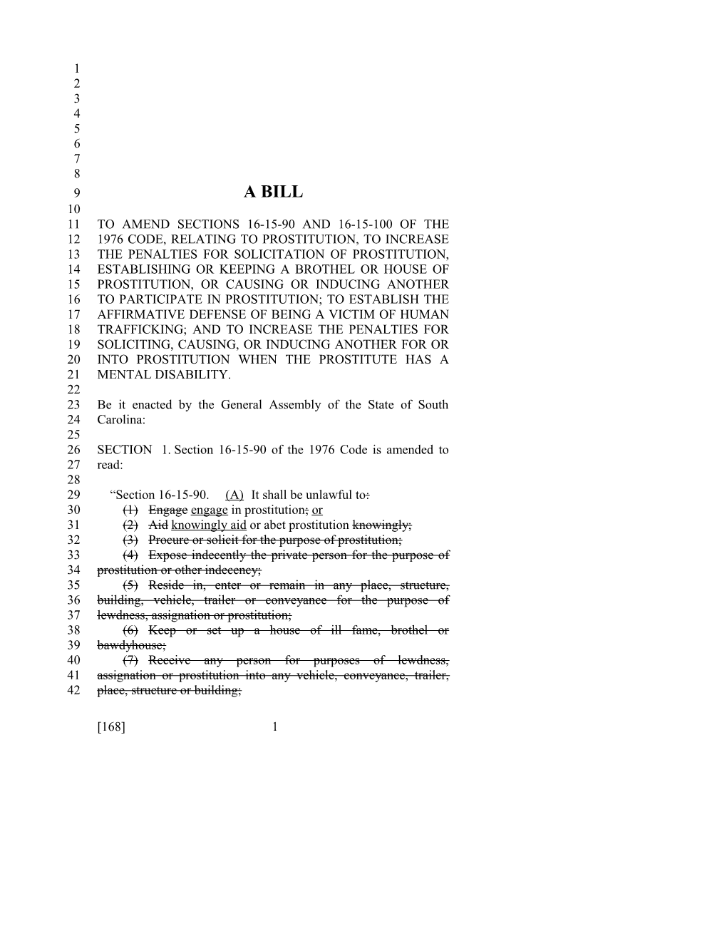 2017-2018 Bill 168 Text of Previous Version (Dec. 13, 2016) - South Carolina Legislature Online