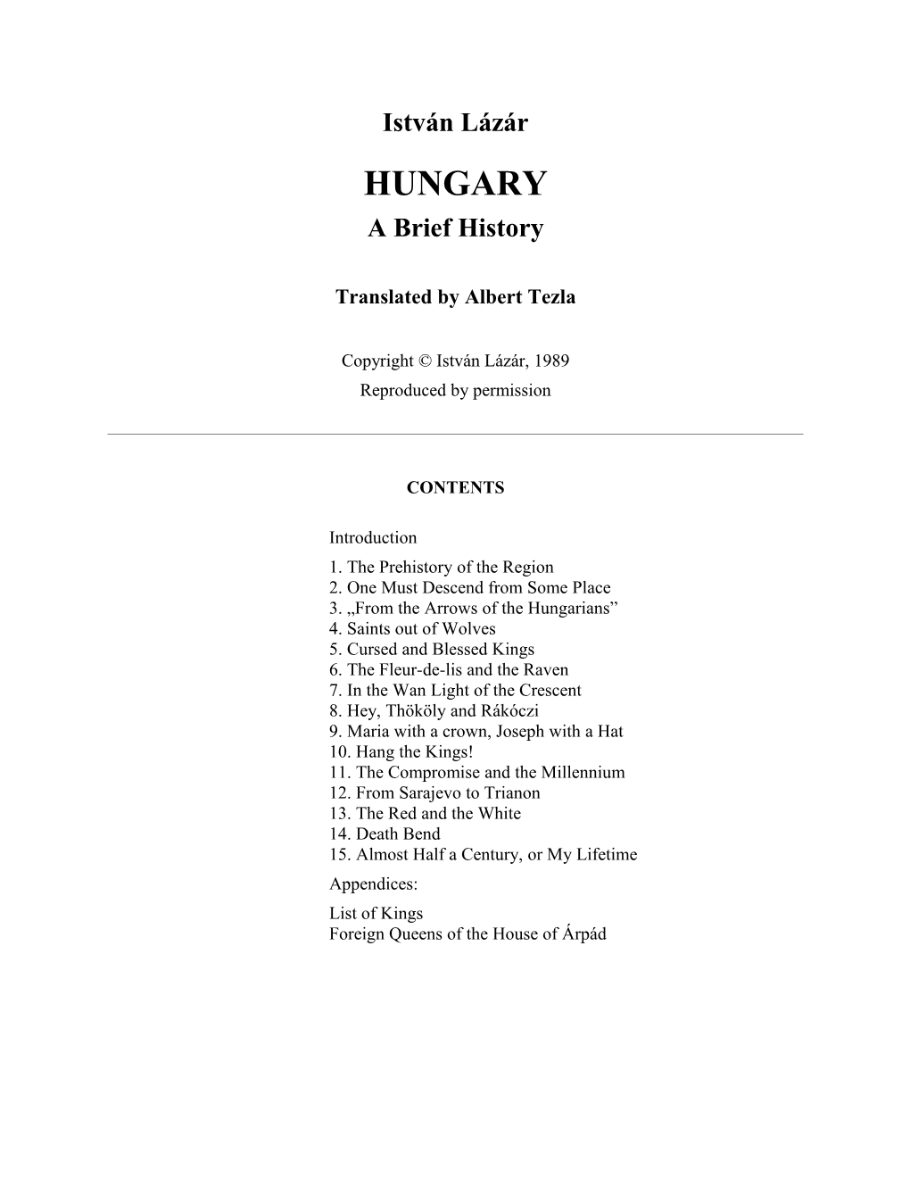 Hungary - a Brief History