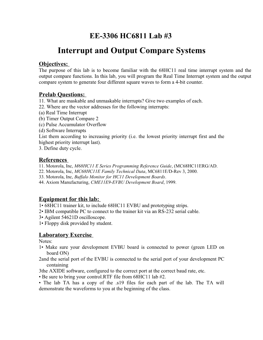 Interrupt and Output Compare Systems