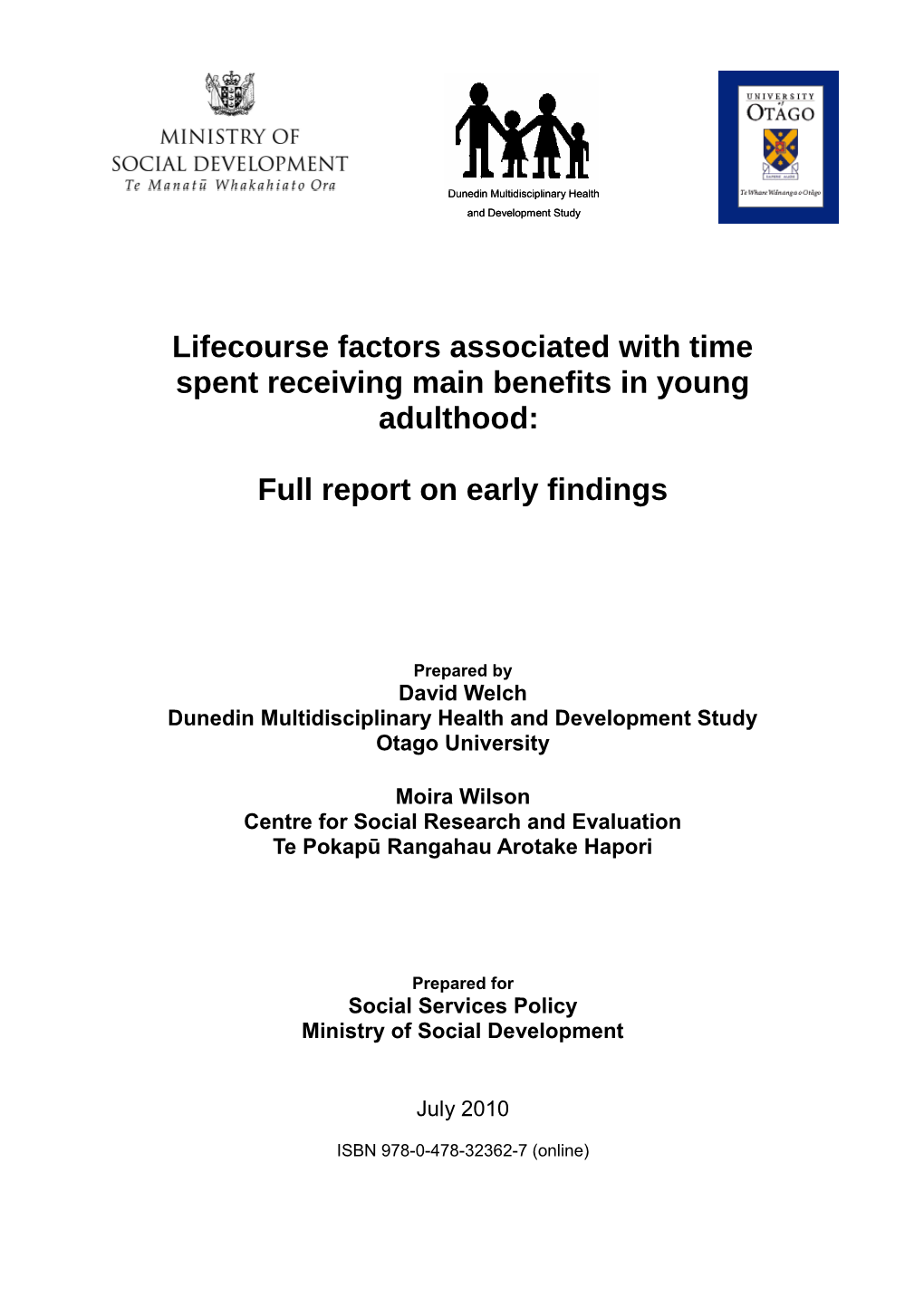 Lifecourse Factors Associated with Time Spent Receiving Main Benefits in Young Adulthood