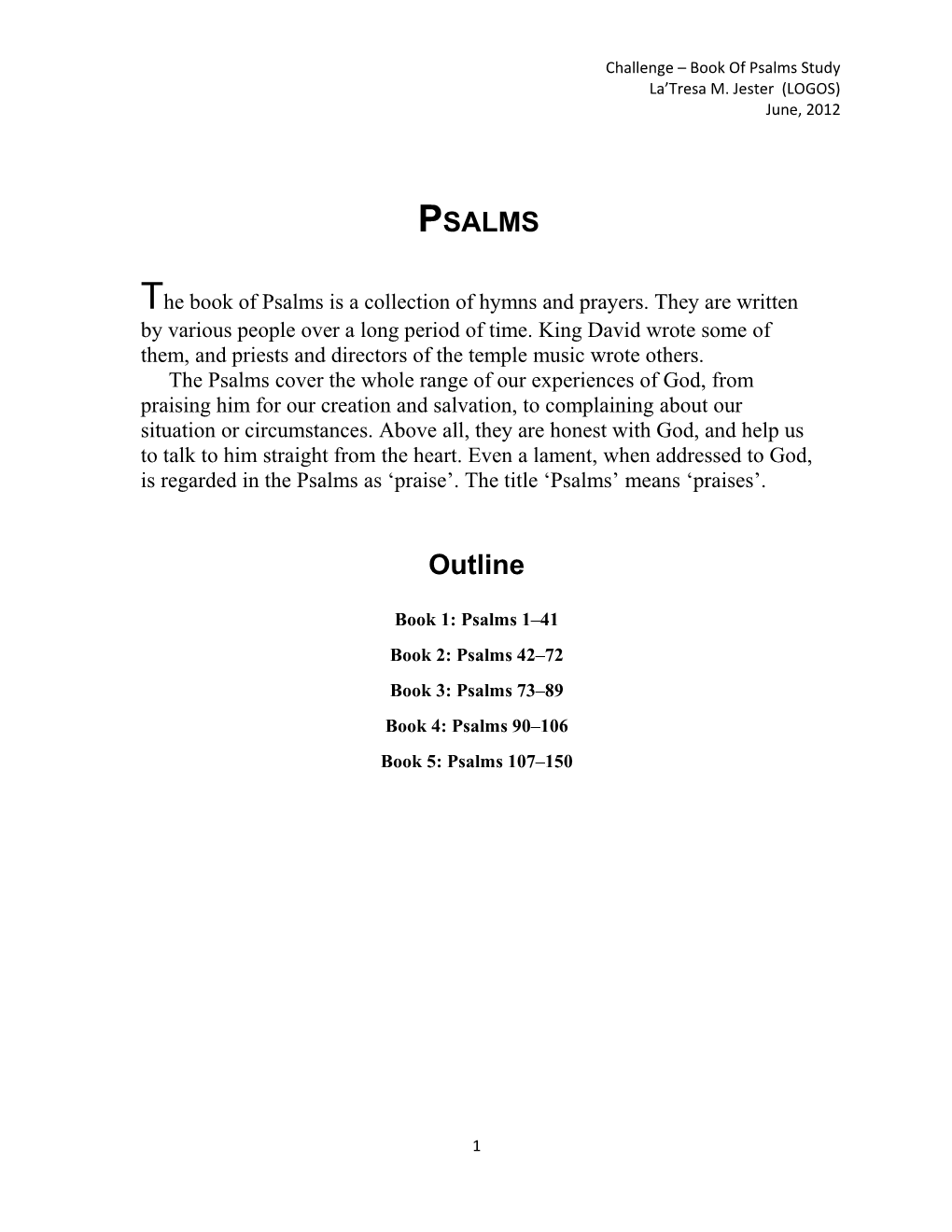 Challenge Book of Psalms Study