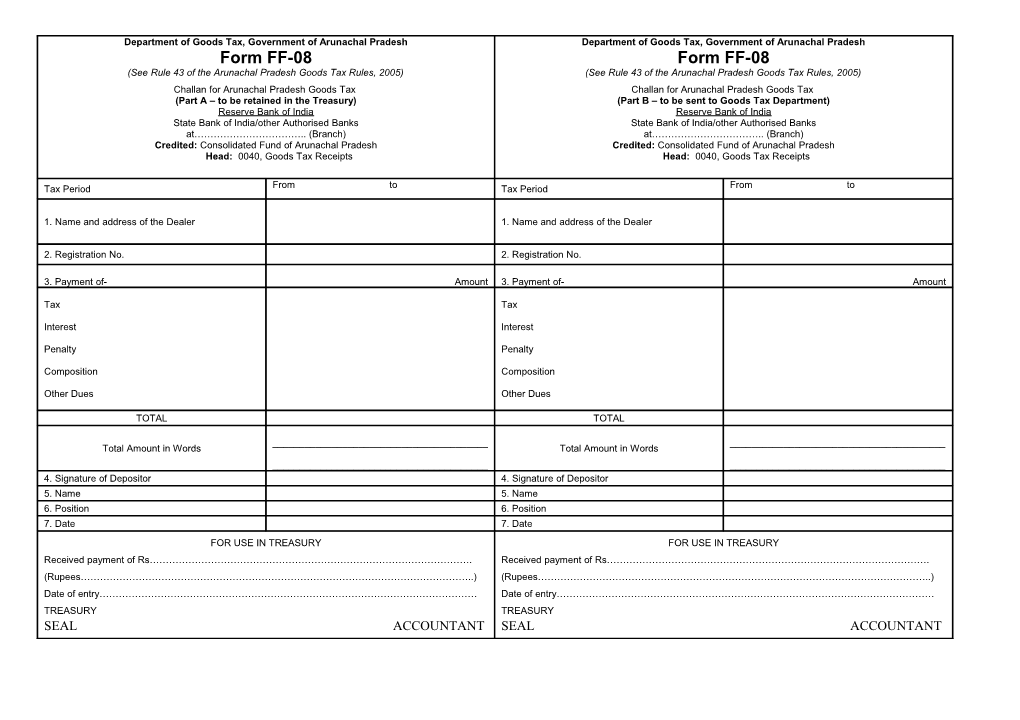 Department of Goods Tax, Government of Arunachal Pradesh