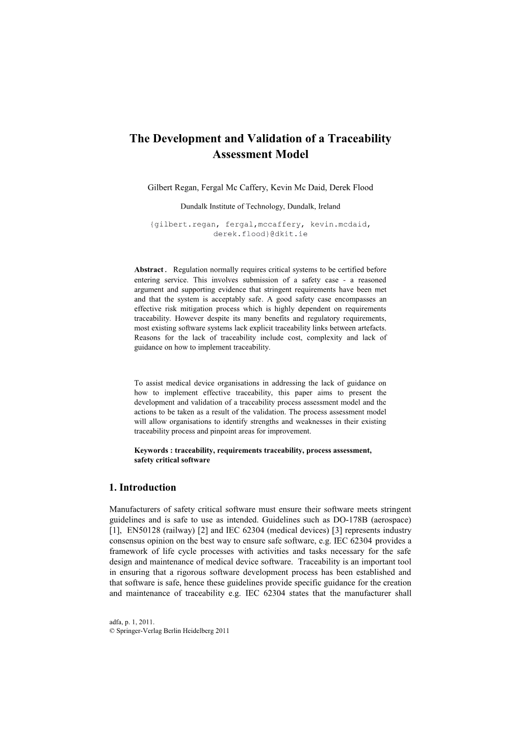 The Development and Validation of a Traceability Assessment Model