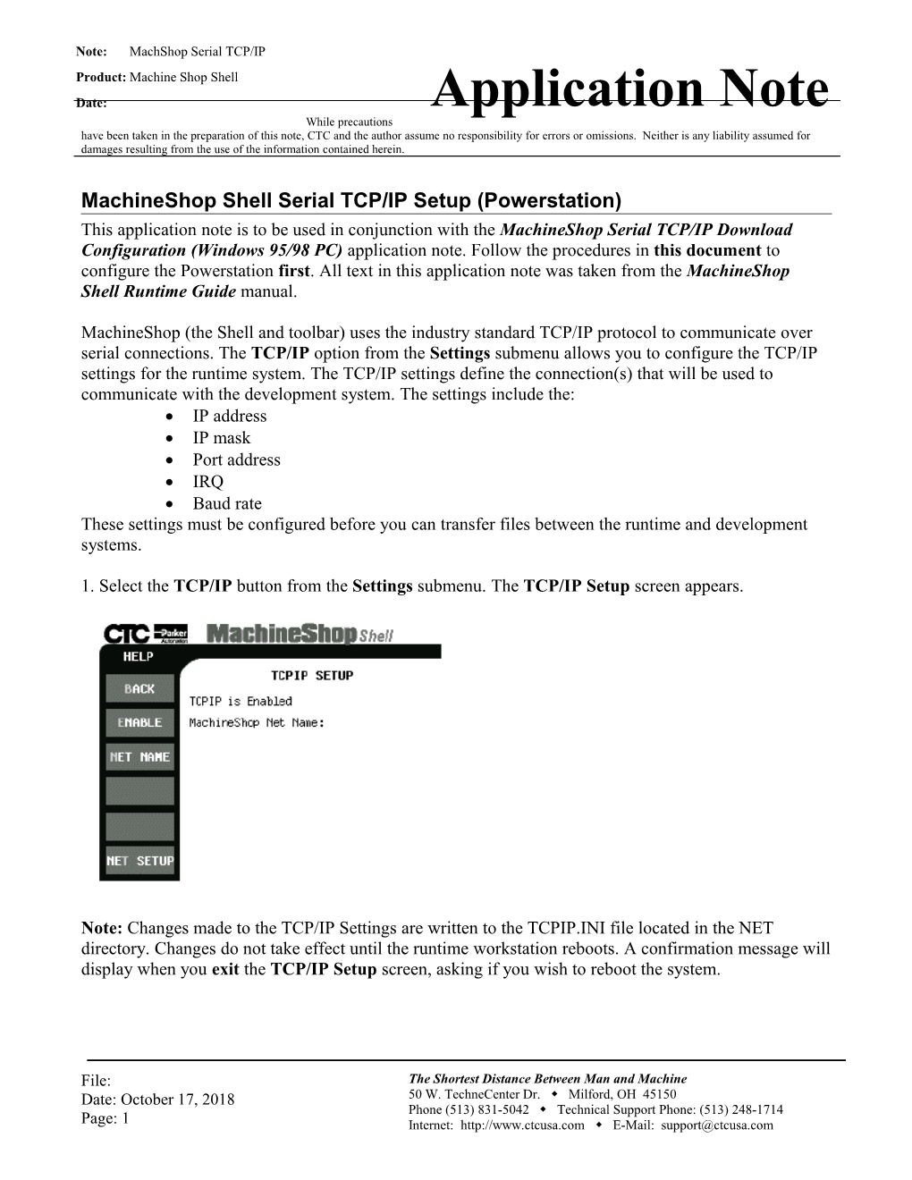 Note:Machshop Serial TCP/IP