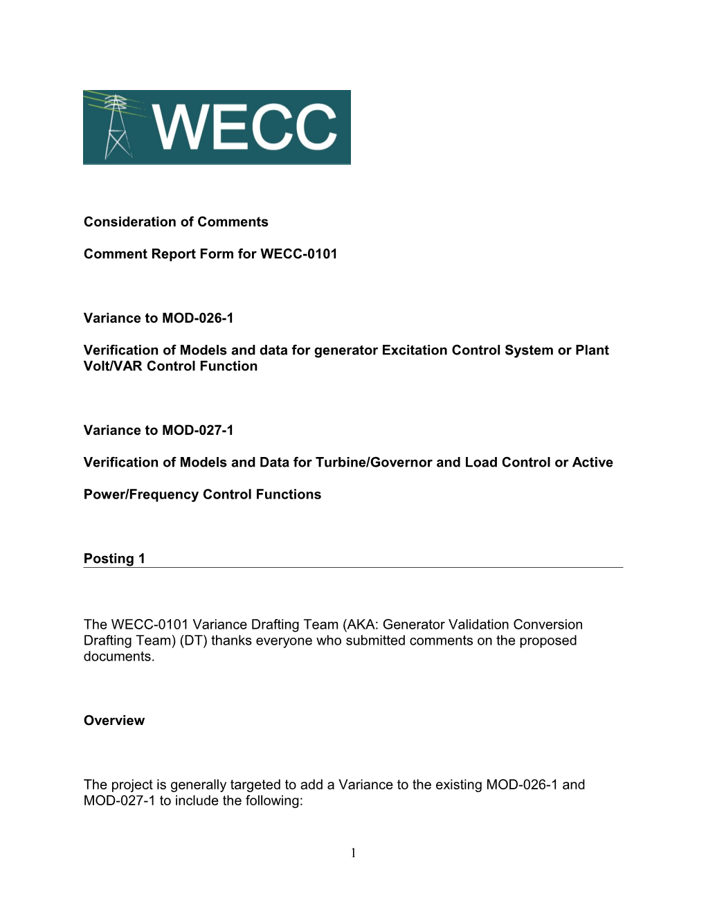 WECC-0101 Posting 1 Generator Validation Conversion Response to Comments - 5-6-2014