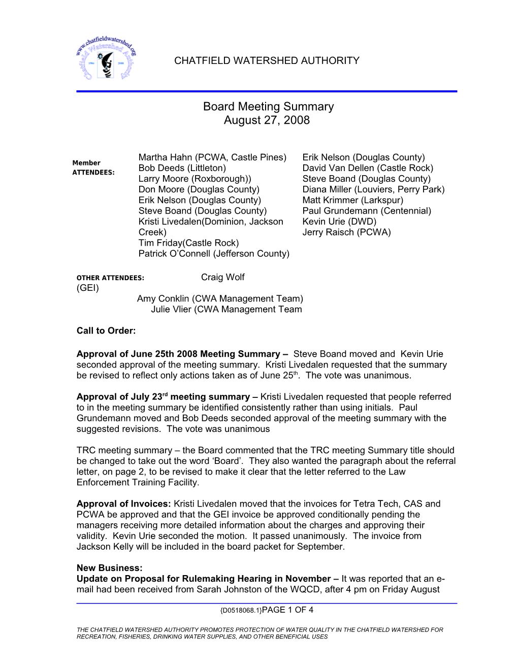 Redlined Board Meeting Summary 8/28/08 (D0518068;1)