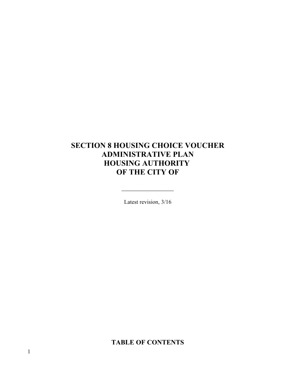 Section 8 Housing Choice Voucher