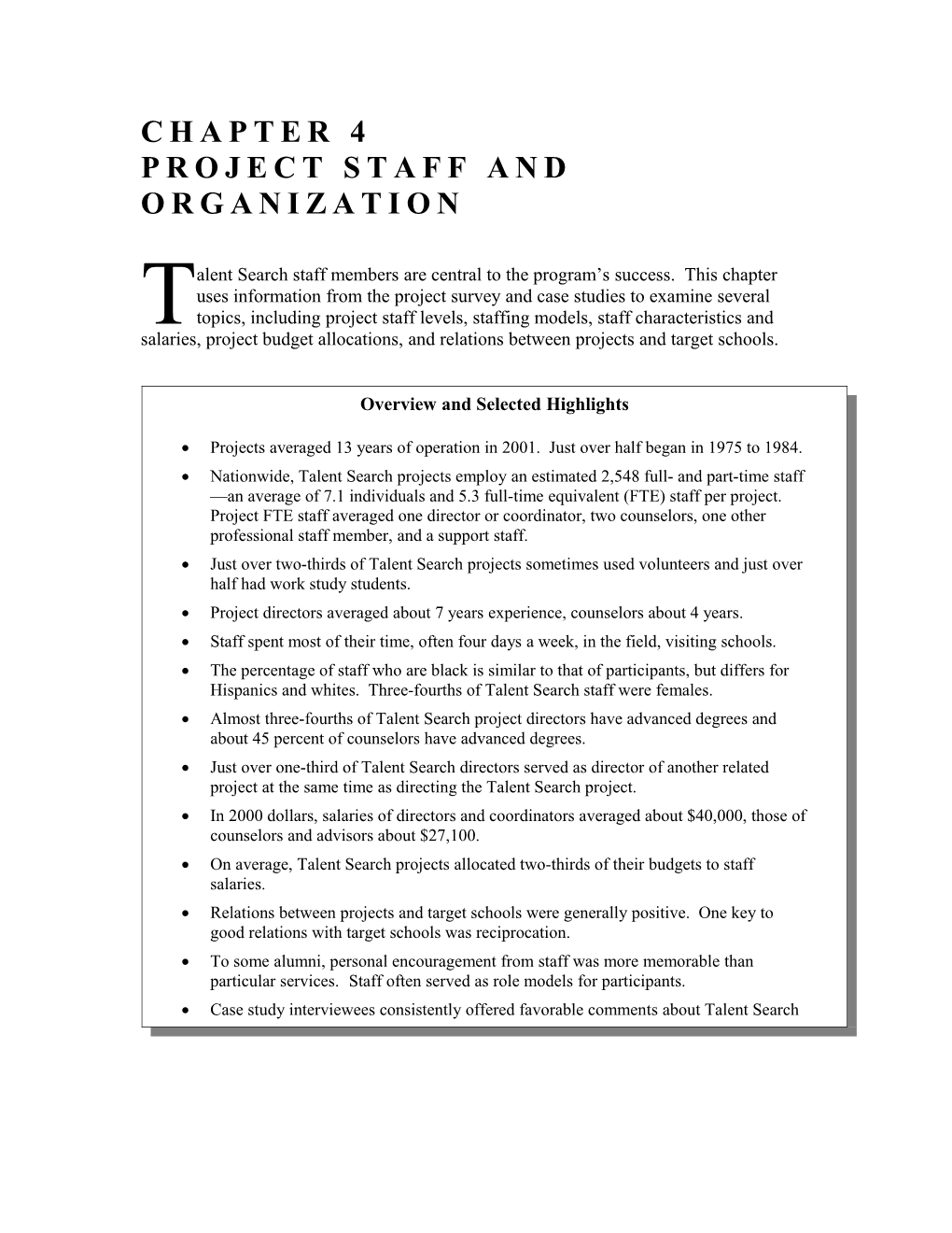 Chapter 4 Implementation of the Talent Search Program, Past and Present 2004 (Msword)