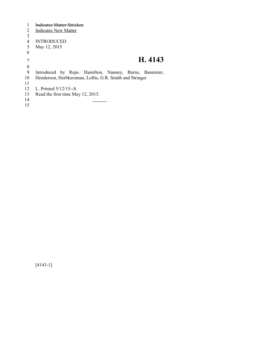 2015-2016 Bill 4143 Text of Previous Version (May 6, 2015) - South Carolina Legislature Online