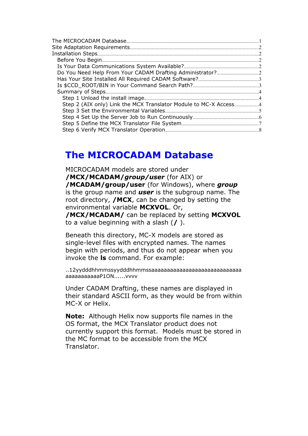 The MICROCADAM Database