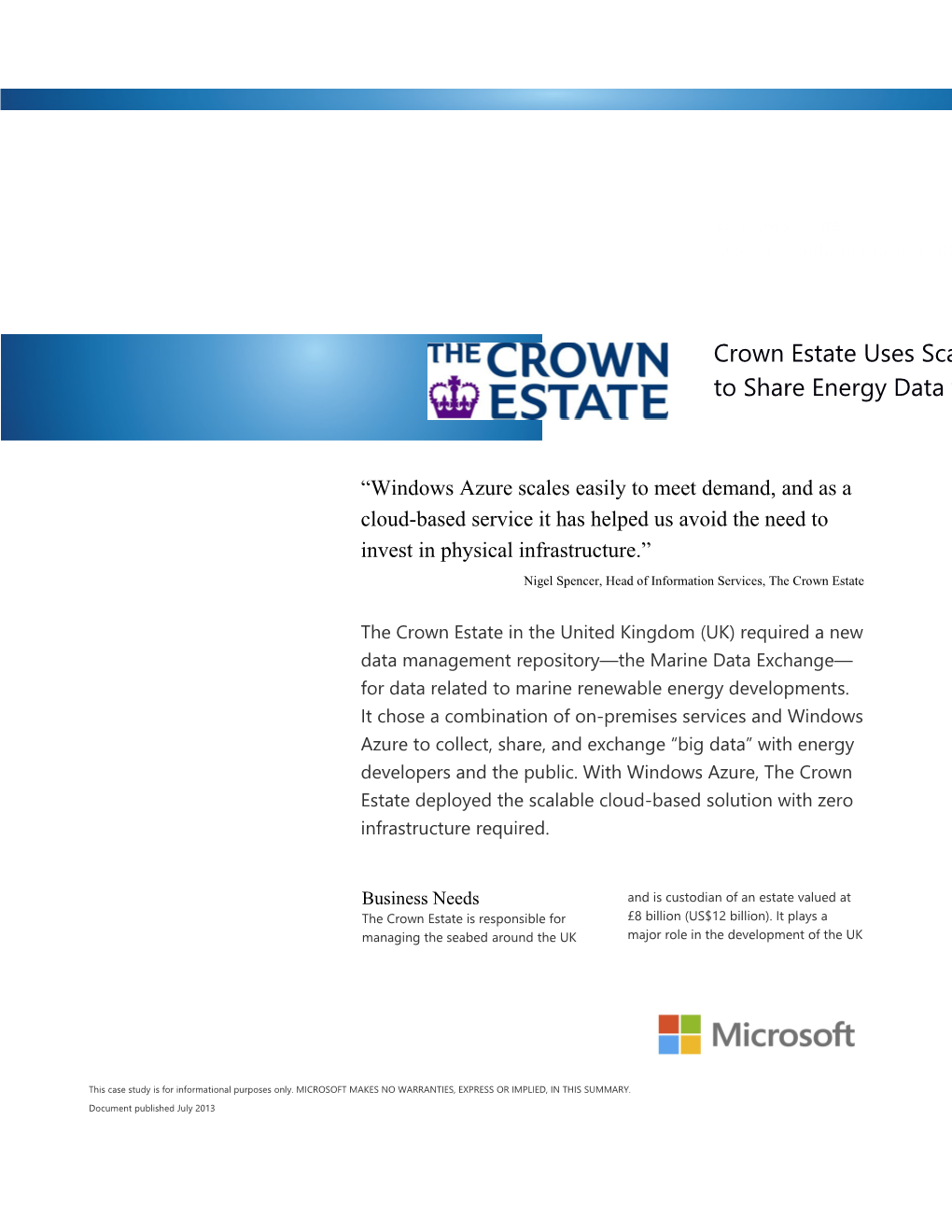 Writeimage CSB Crown Estate Uses Scalable Cloud Solution to Share Marine Renewable Energy
