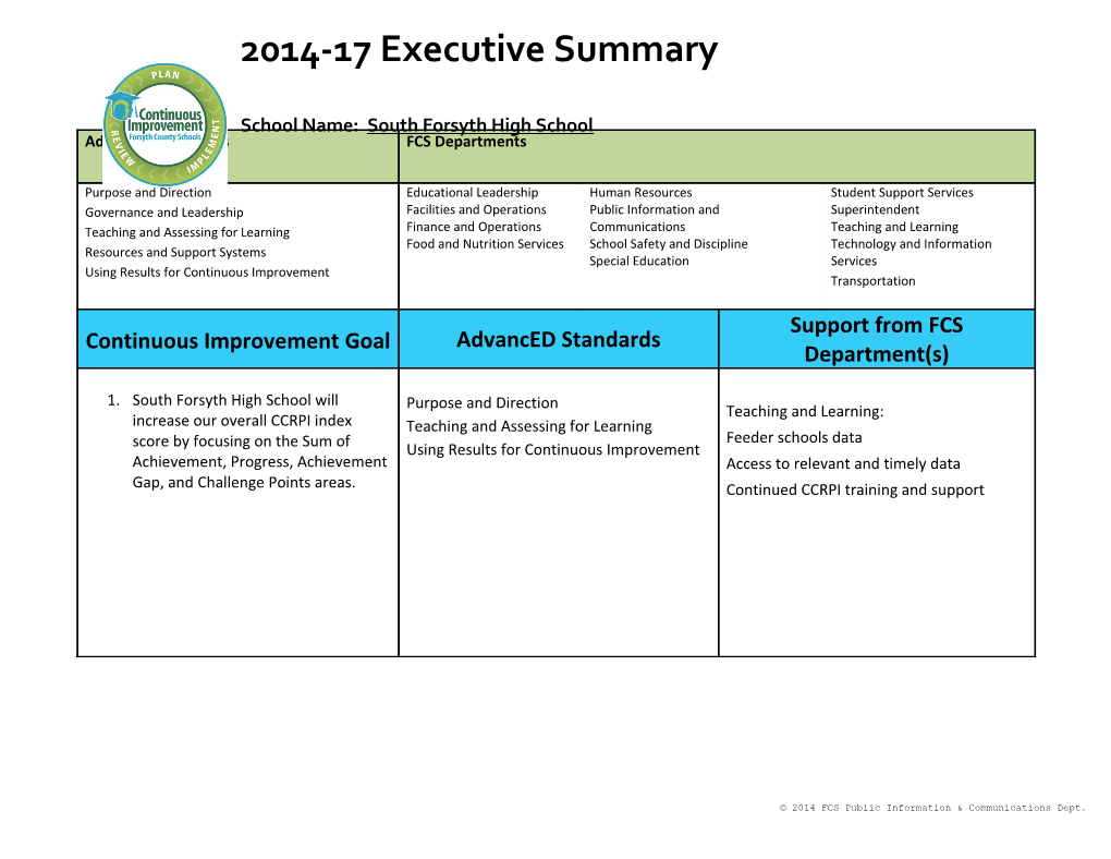 2014 FCS Public Information & Communications Dept