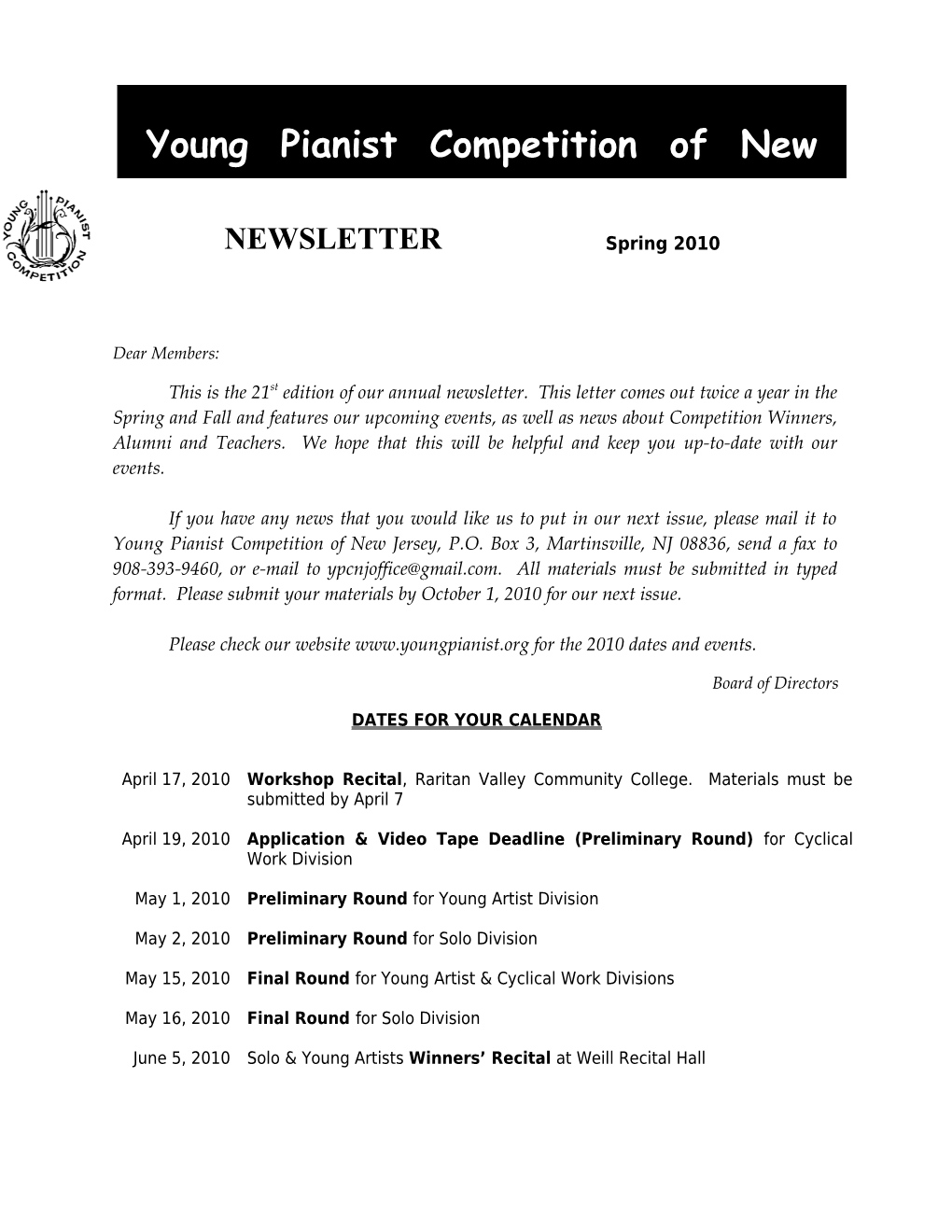 Young Pianist Competition of New Jerseypage 1