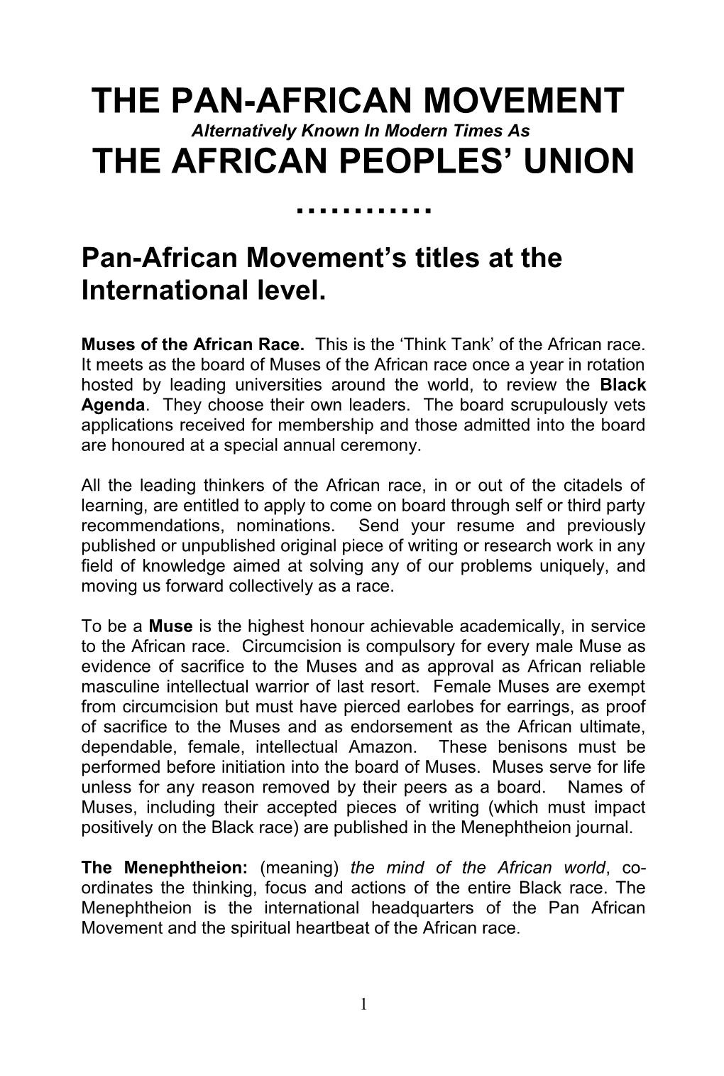 The Pan-African Movement