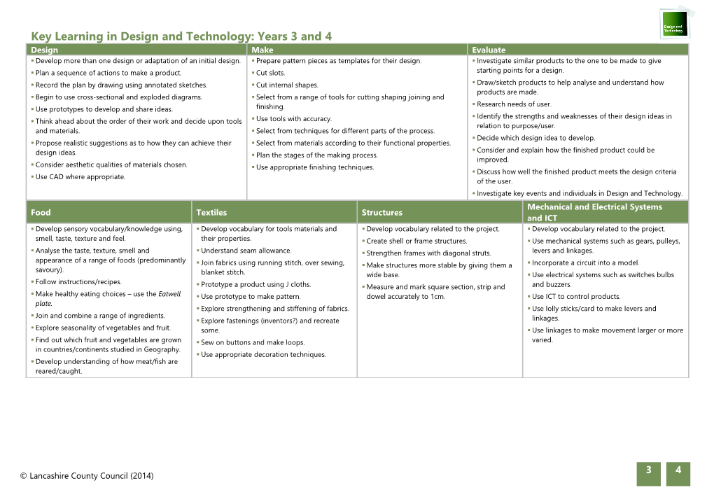 Progression of Skills in Design and Technology Key Stage 1