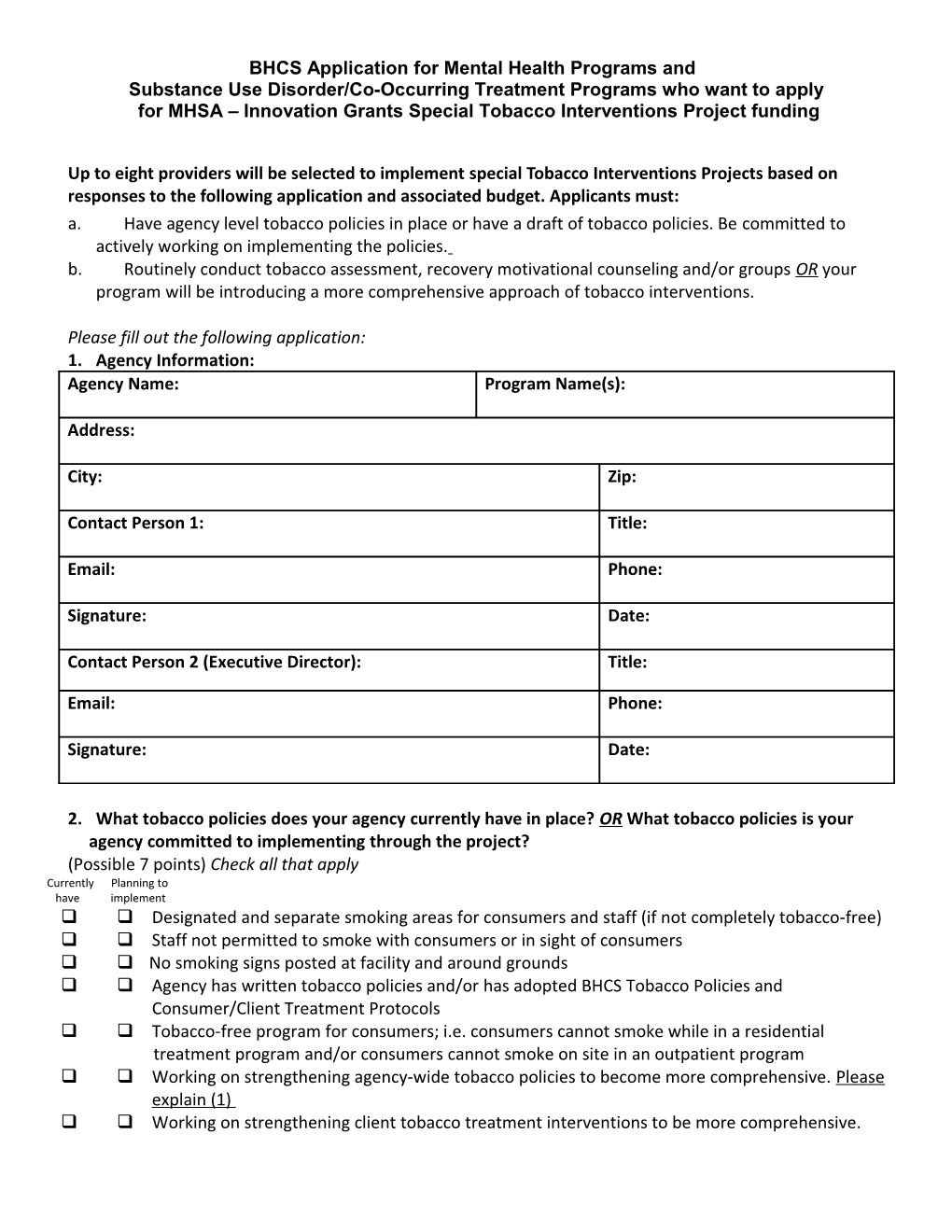 Provider Pre-Qualification Questionnaire