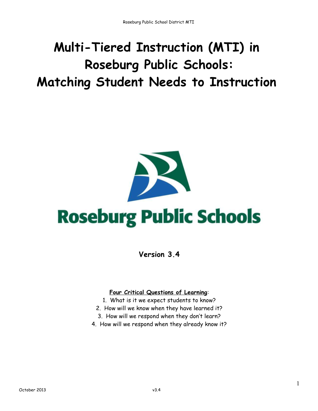 PBIS in Roseburg Public Schools