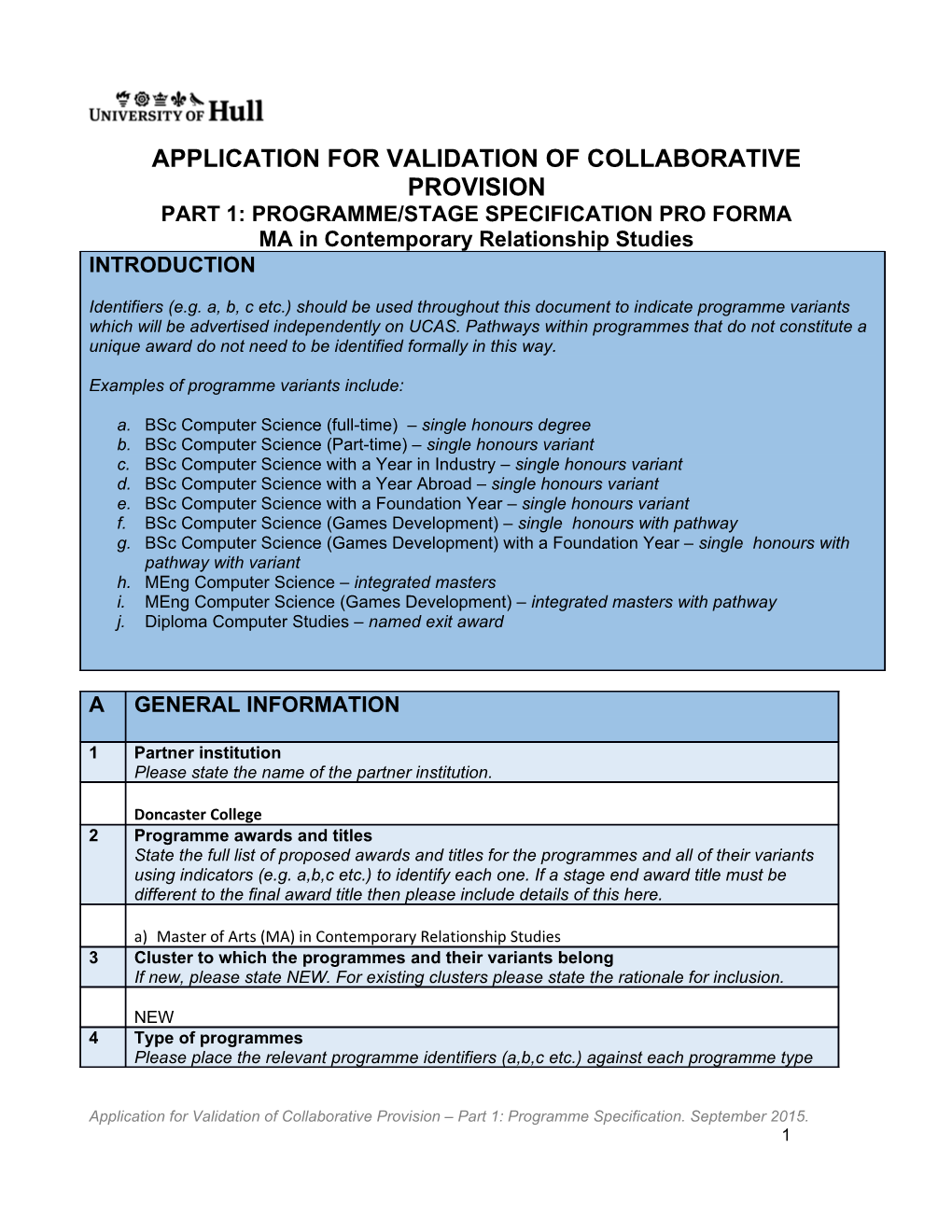 Application for Validation of Collaborative Provision