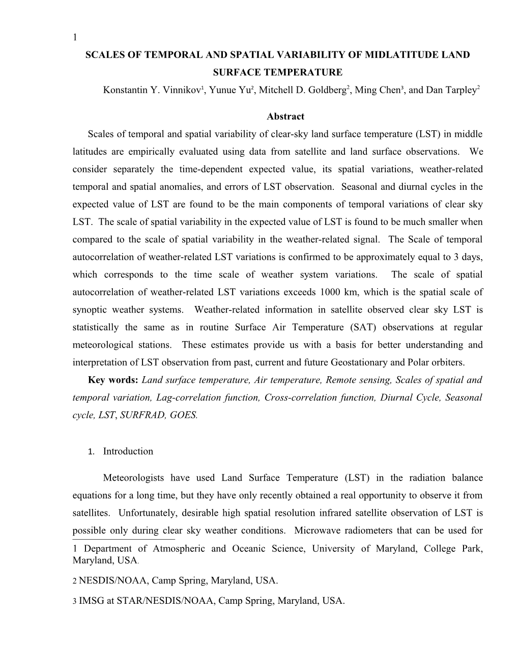 Scales of Temporal and Spatial Variability of Midlatitude Land Surface Temperature