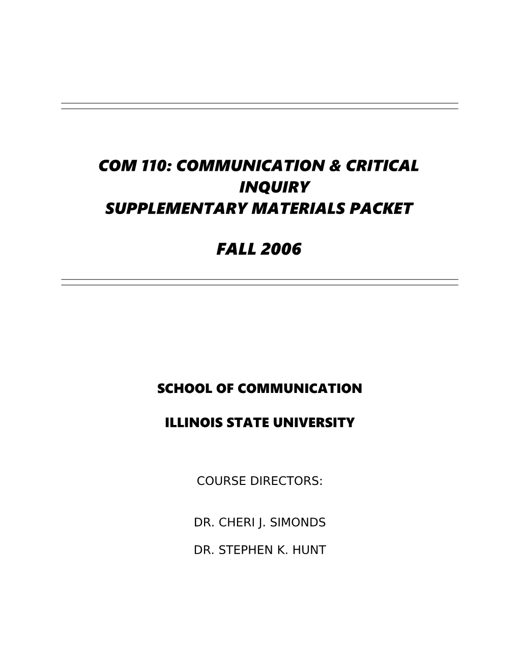 Com 110: Communication & Critical Inquiry
