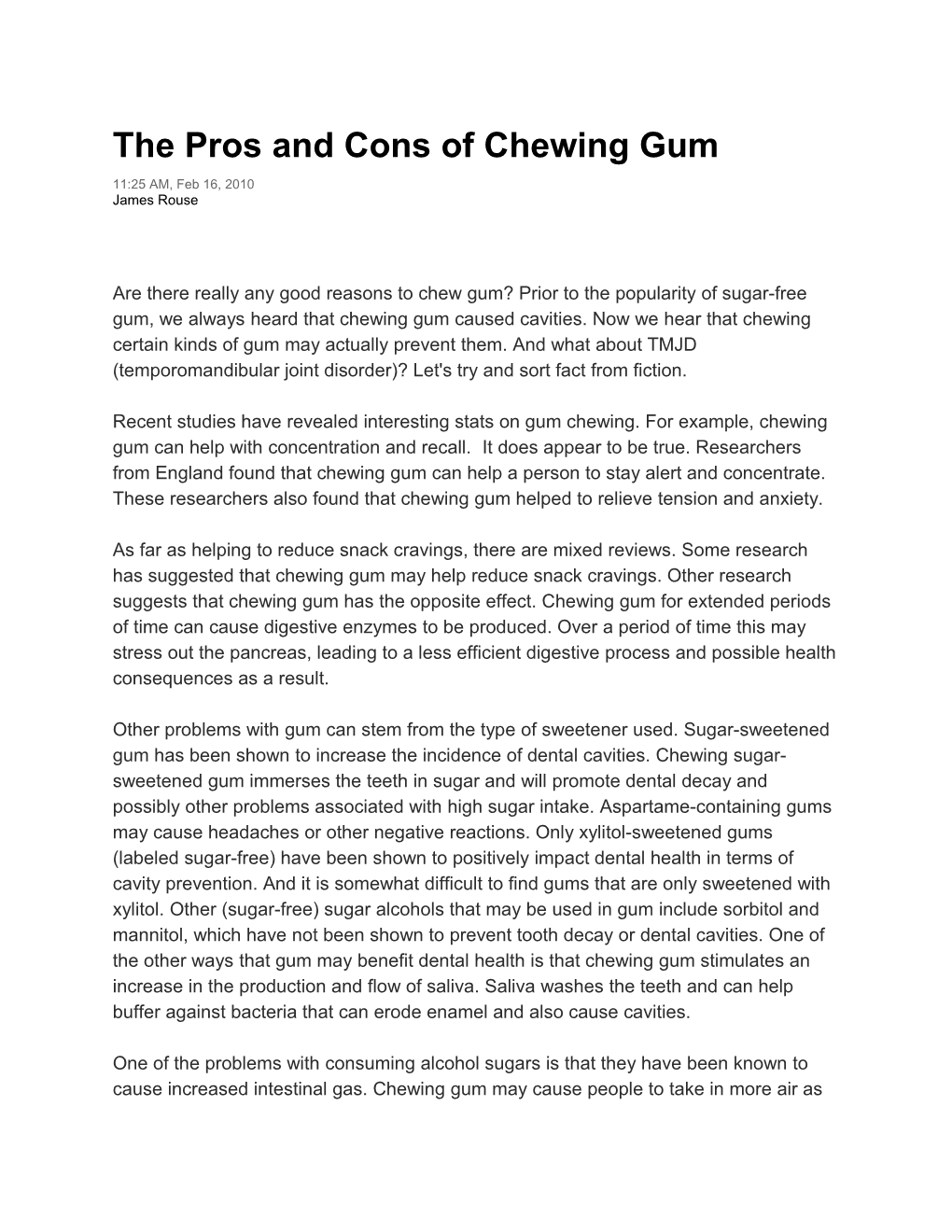 The Pros and Cons of Chewing Gum