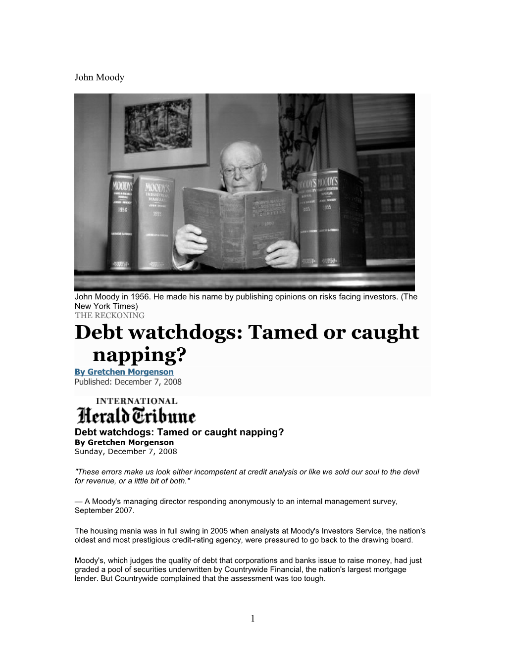 Debt Watchdogs: Tamed Or Caught Napping?