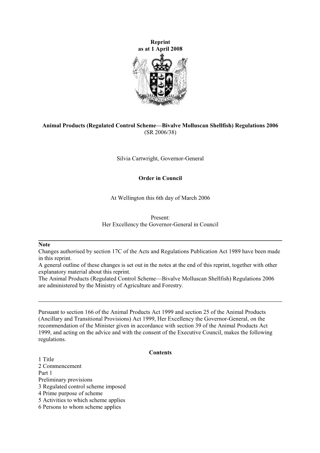 Animal Products (Regulated Control Scheme Bivalve Molluscan Shellfish) Regulations 2006