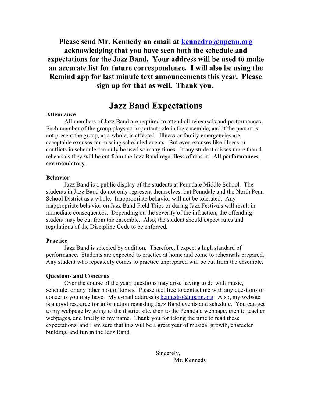 Jazz Band Expectations