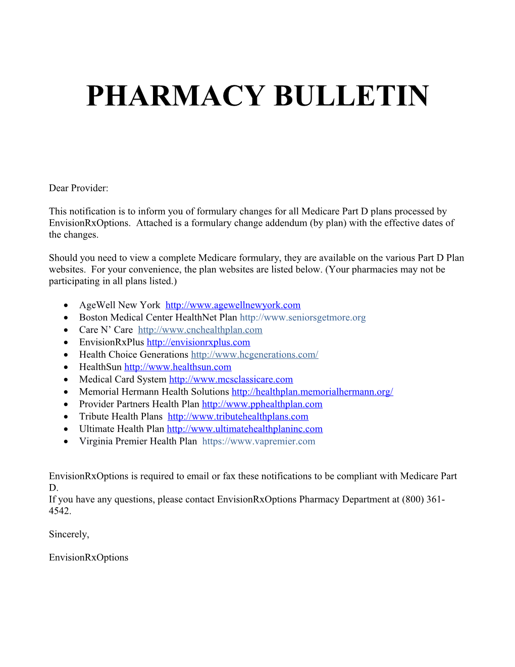 Pharmacy Bulletin