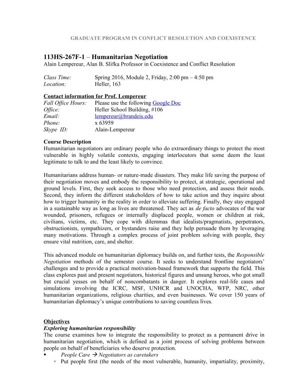 113HS-267F-1 Humanitarian Negotiation