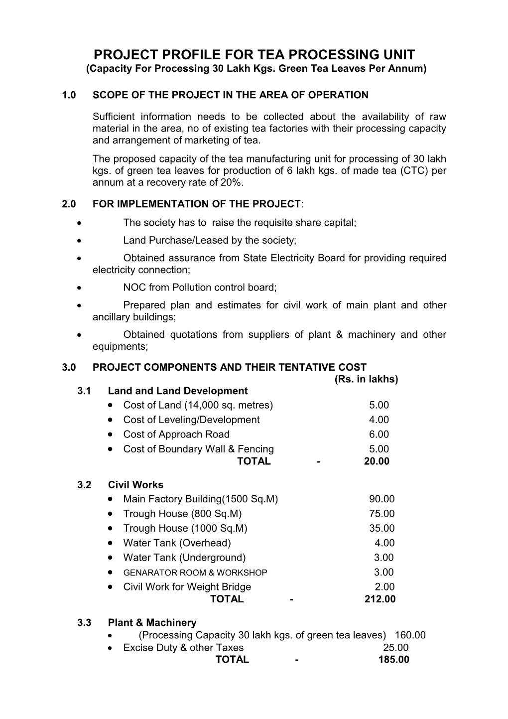 Project Profile for Paddy Processing Unit