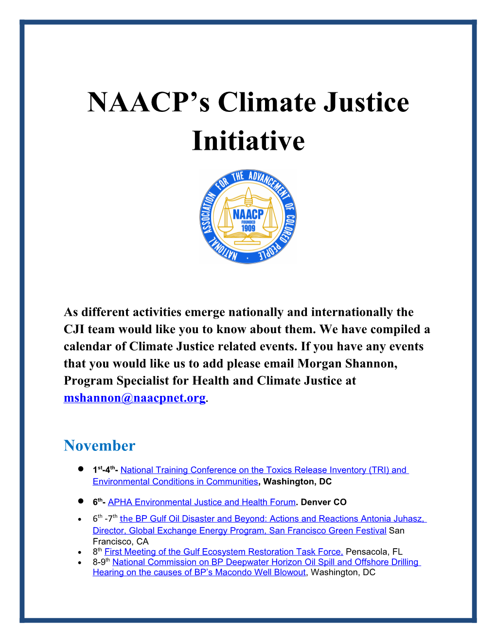 NAACP S Climate Justice Initiative