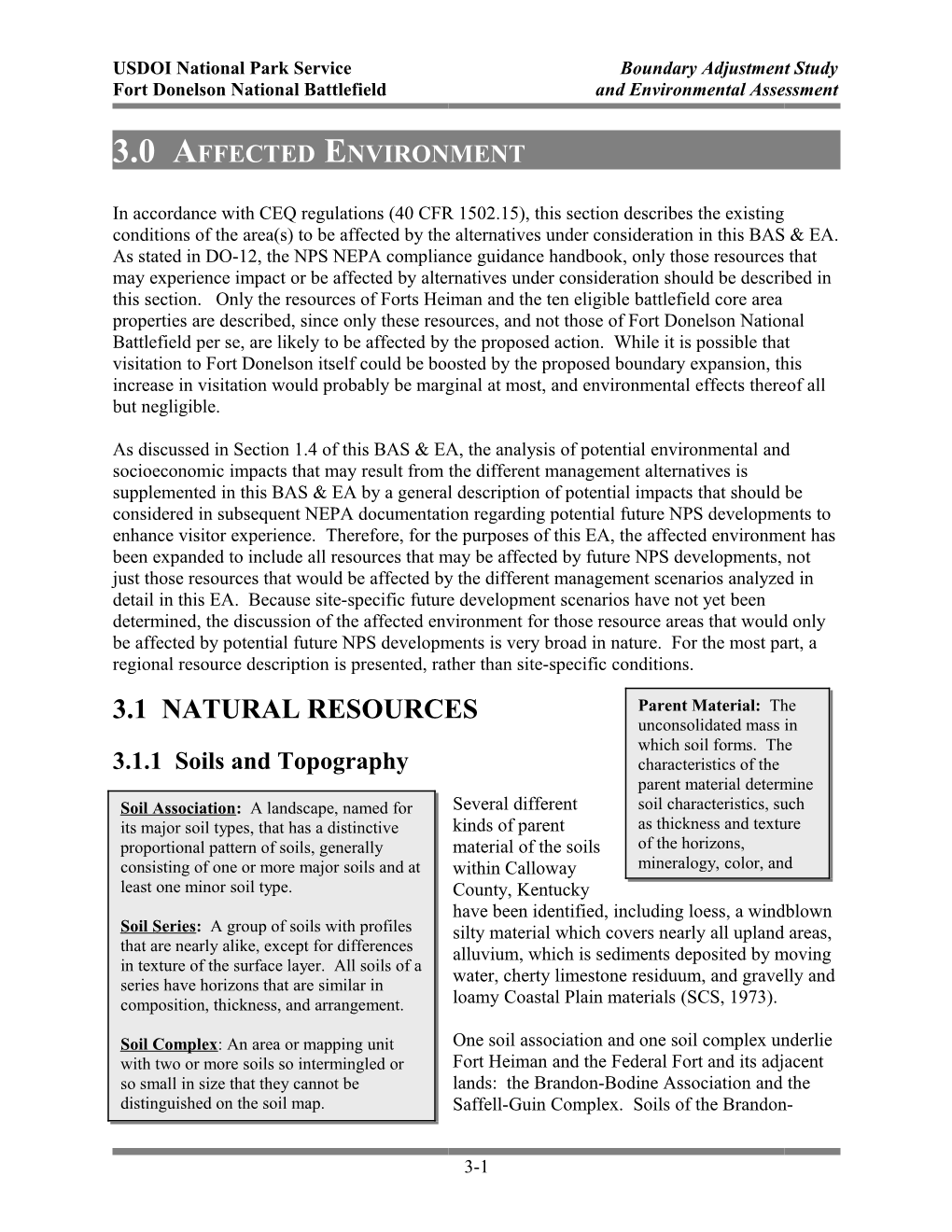 USDOI National Park Serviceboundary Adjustment Study