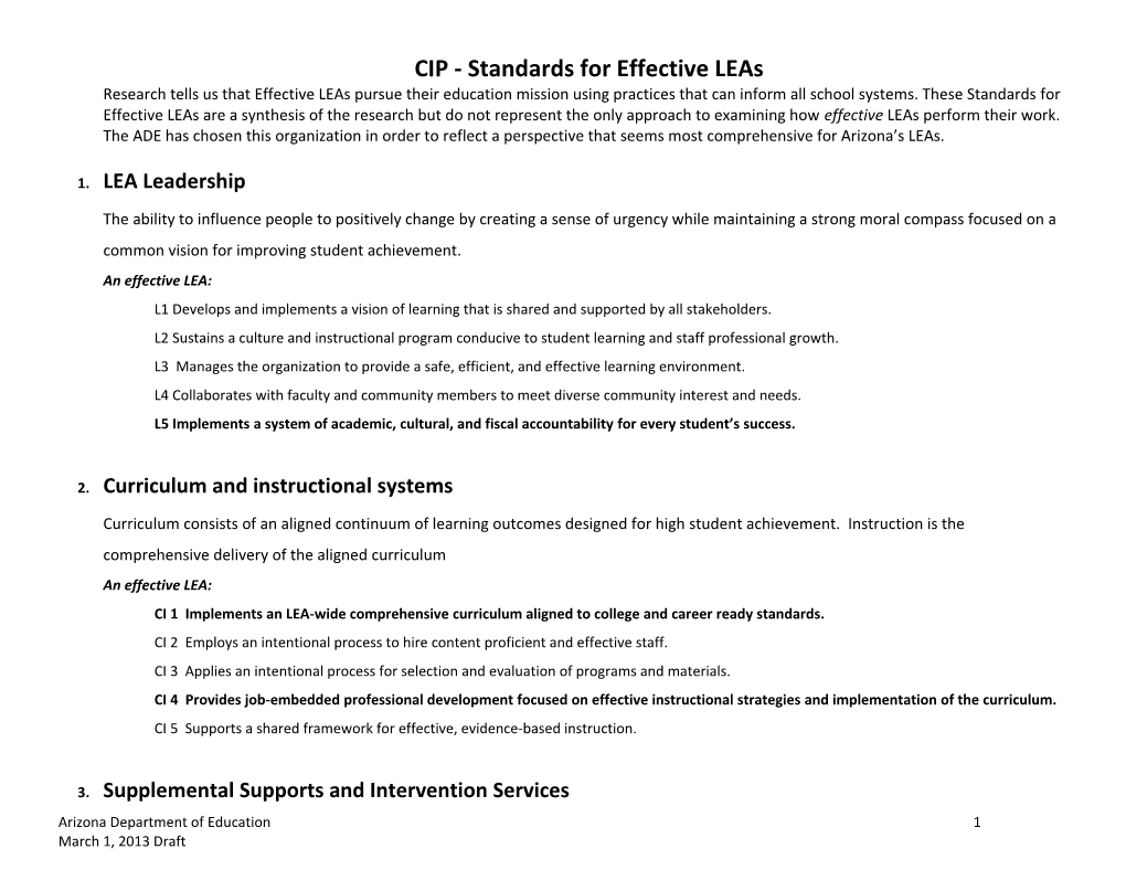 CIP - Standards for Effective Leas