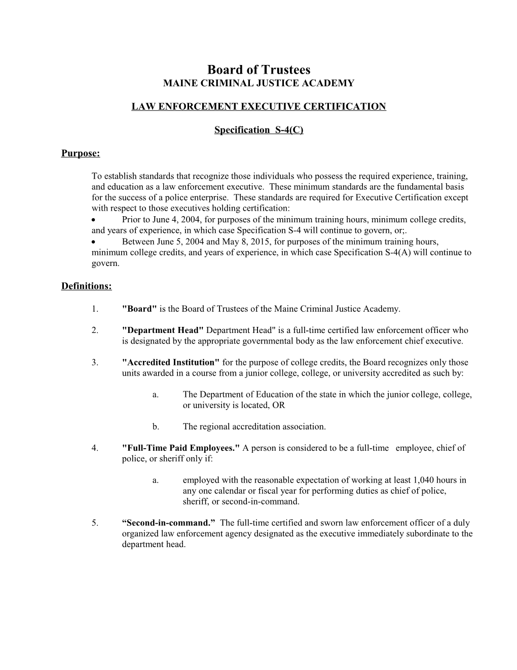 Law Enforcement Executive Certification