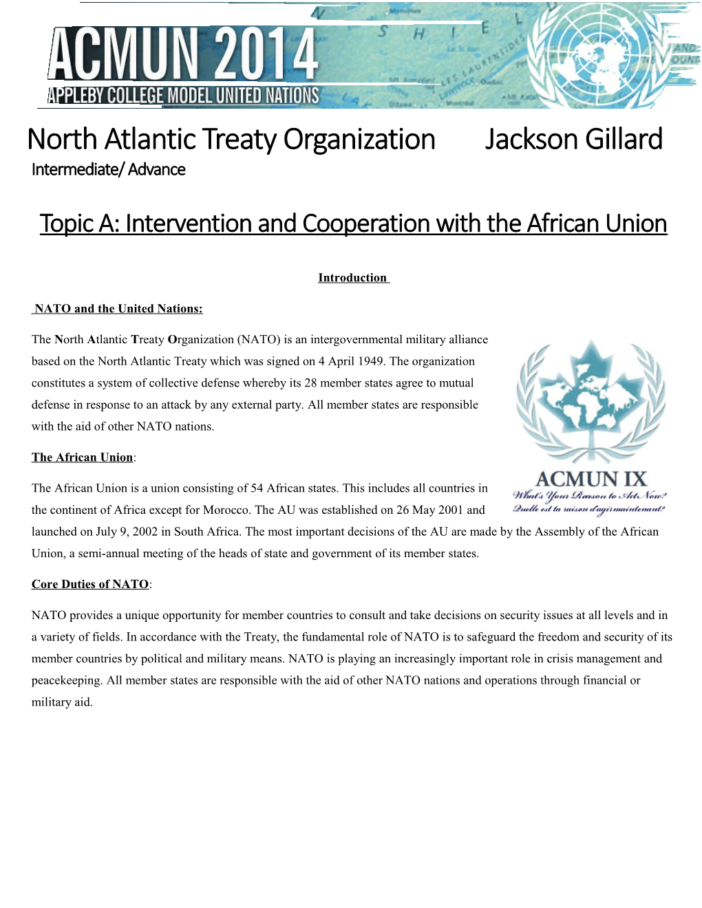 Topic A: Intervention and Cooperation with the African Union