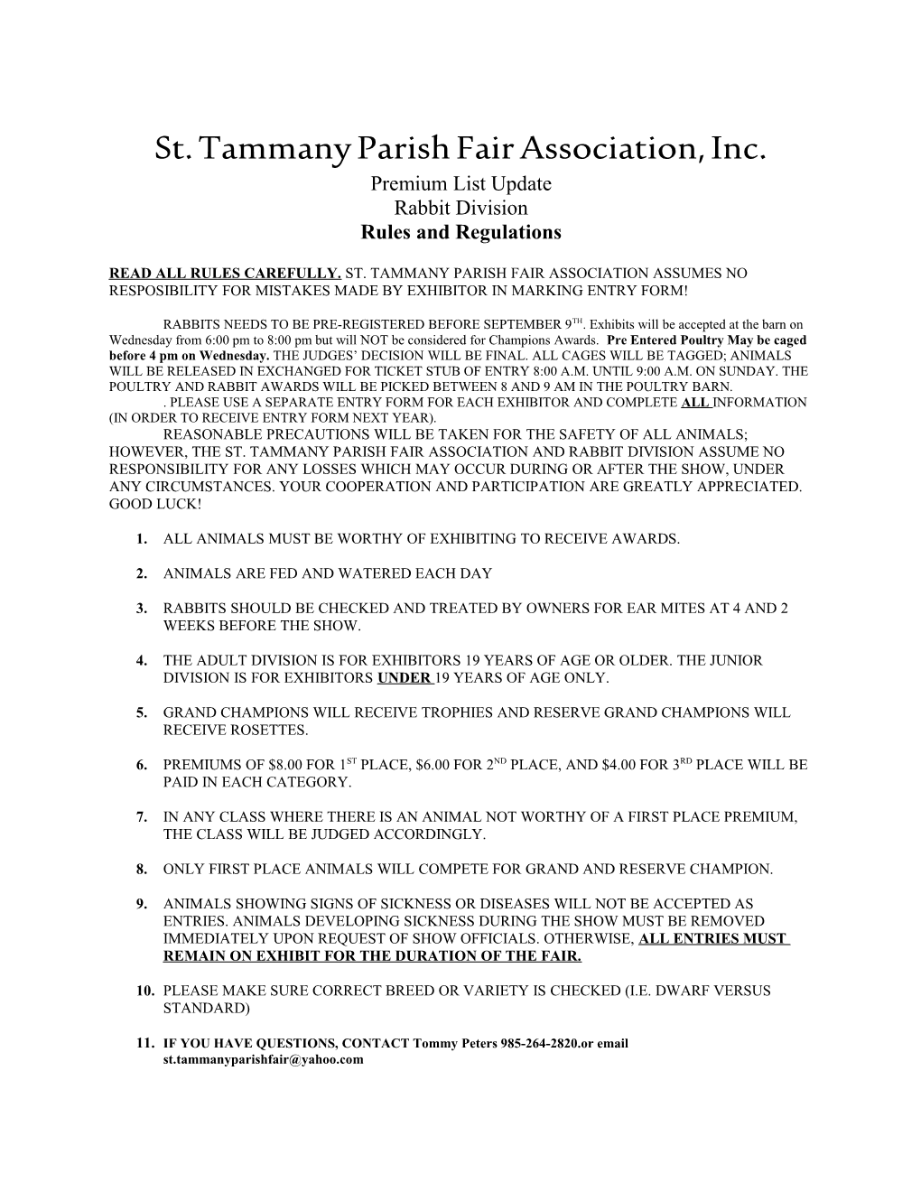 St. Tammany Parish Fair Association, Inc