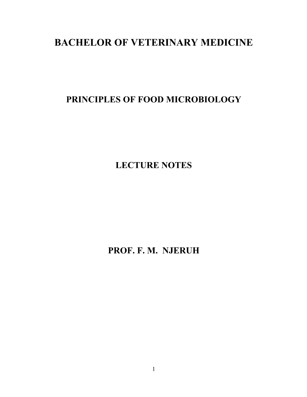 Principal of Food Microbiology