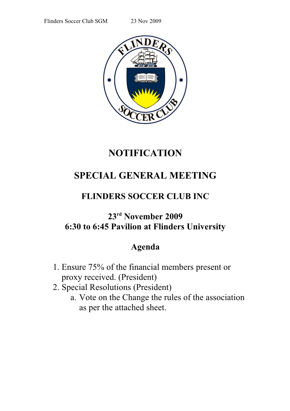 Flinders Soccer Club Inc