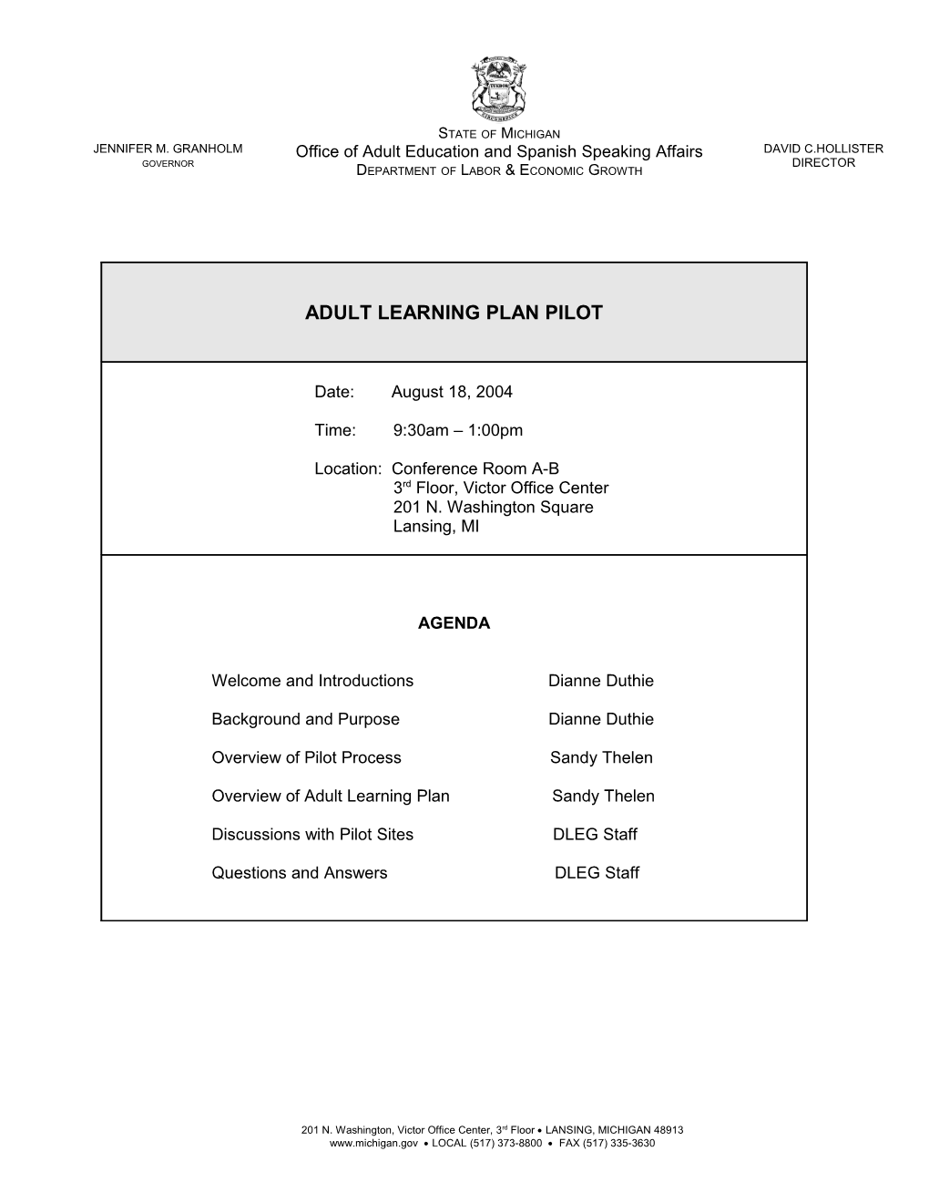 Adult Learning Plan Pilot