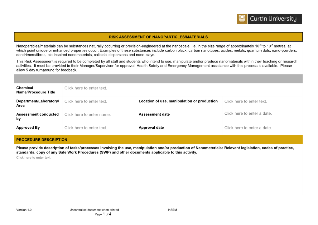 Version 1.0Uncontrolled Document When Printed HSEM