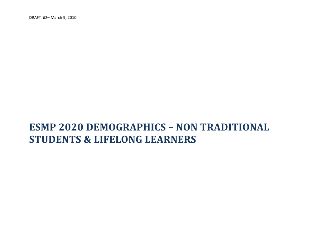 Esmp2020 Demographics Non Traditional Students & Lifelong Learners